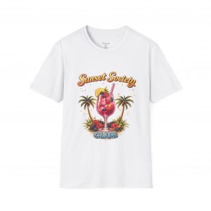 Sunset Society Club T-Shirt &mdash; Tropical Cocktail Beach (personalisierbar)