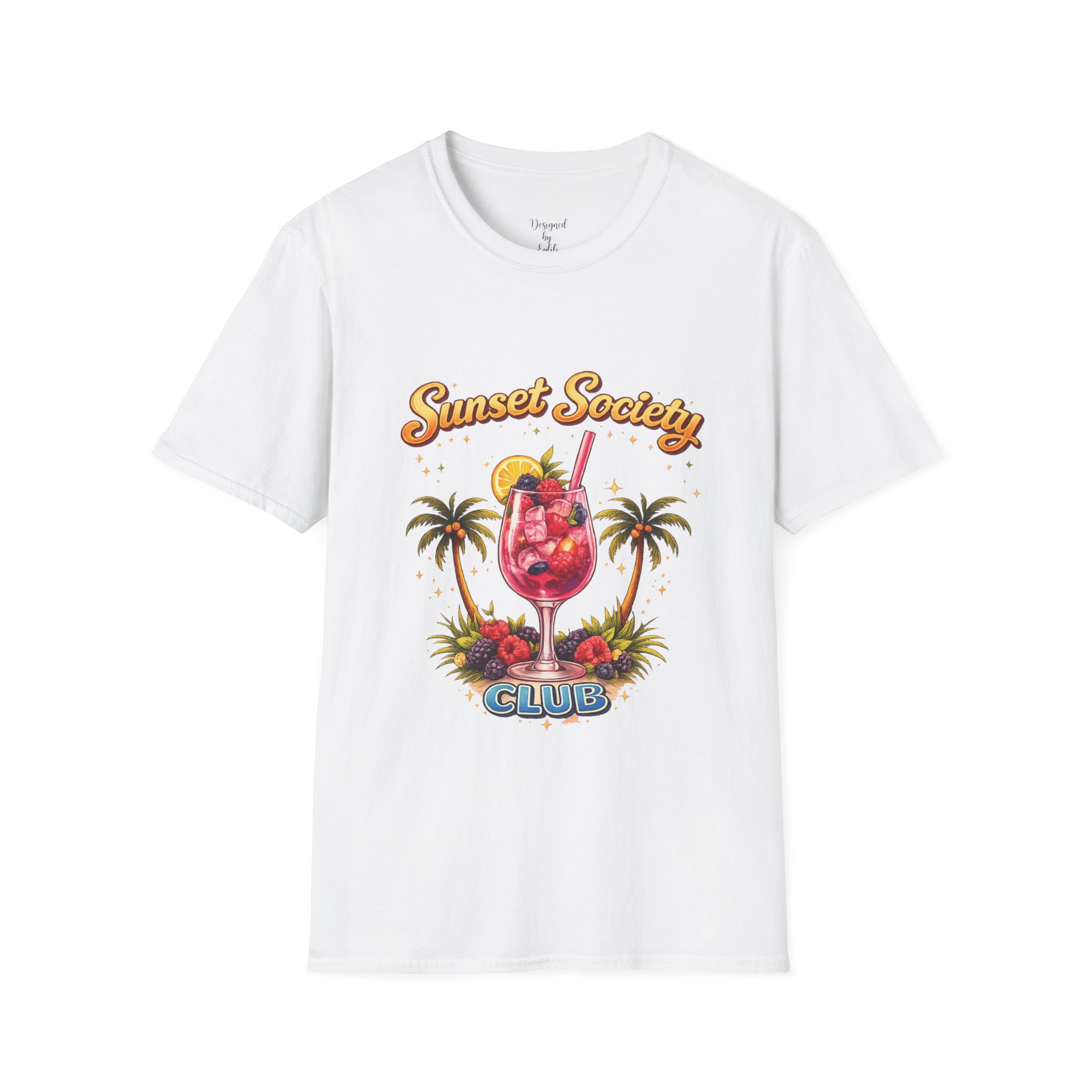 Sunset Society Club T-Shirt — Tropical Cocktail Beach (personalisierbar)